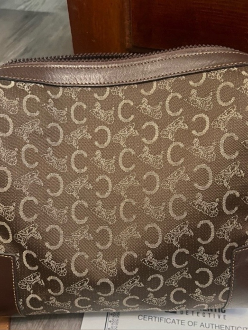 Celine Brown Monogram Canvas Crossbody EUC - Picture 2 of 7